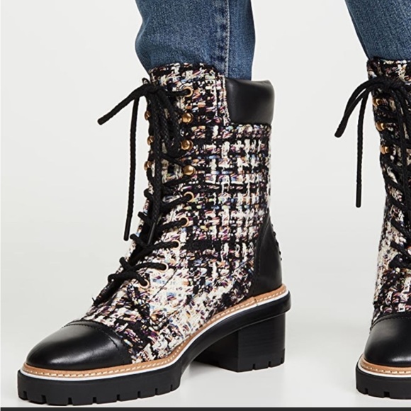 Tory Burch Tweed Lace-Up Ankle Boots - Picture 6 of 15